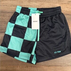 Kill Crew Athletic Shorts in Black and Teal